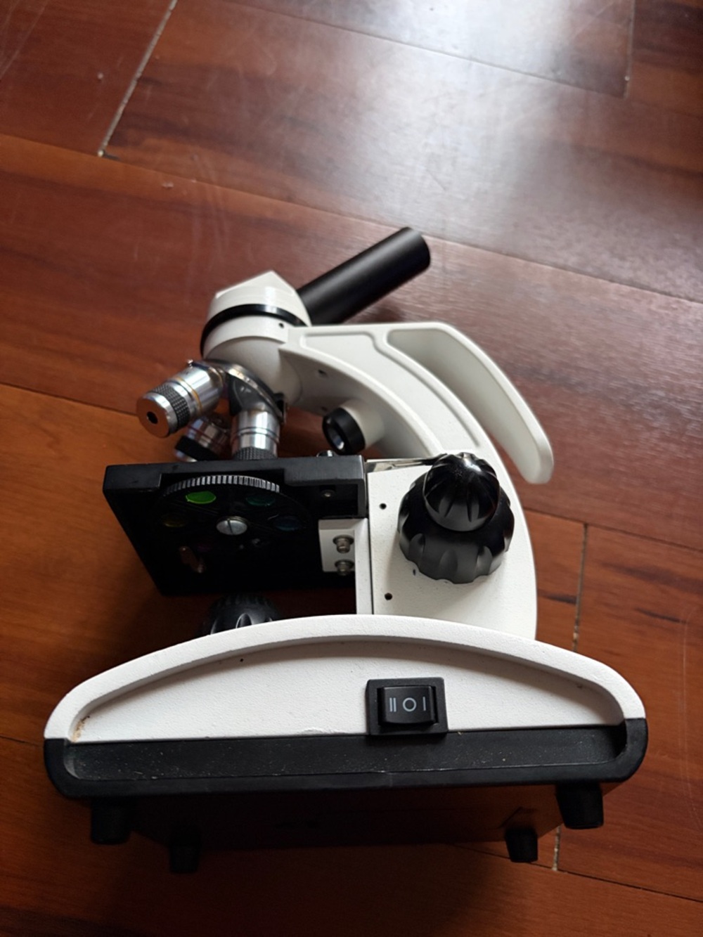 Unbranded White Compound Microscope with Black Accents